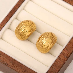 AENSOA Vintage Gold Plated Chunky C Shape Half Circle Drop Earrings for Women Cute Small Stainless Steel Thick Earring Jewelry