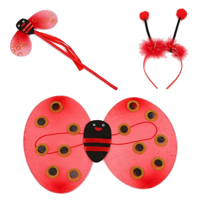 Accesorios para disfraz insecto volador mariposa, disfraz Animal con varita, falda, diadema para Cosplay infantil,