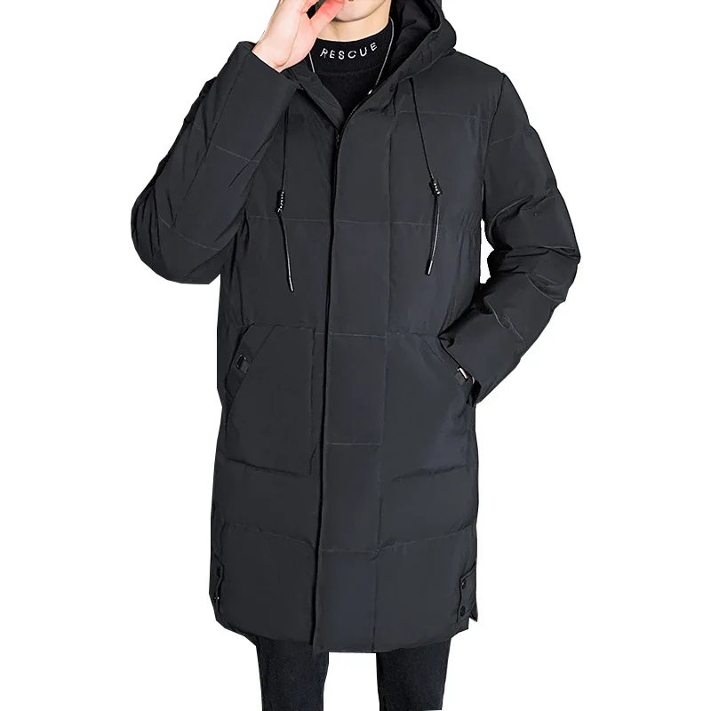 2024 Nieuwe Katoenen Gewatteerde Jassen Heren Winter Mid-Length Jeugd Parka Koreaanse Versie Capuchon Winddichte Comfortabele Casual Warme Jassen