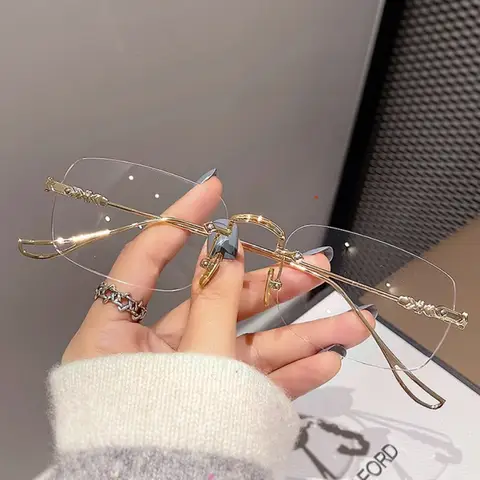 여성을위한 Photochromic 안티 방사선 안경 남성 무테 안경 컴퓨터 안경 안티 블루 라이트 안경