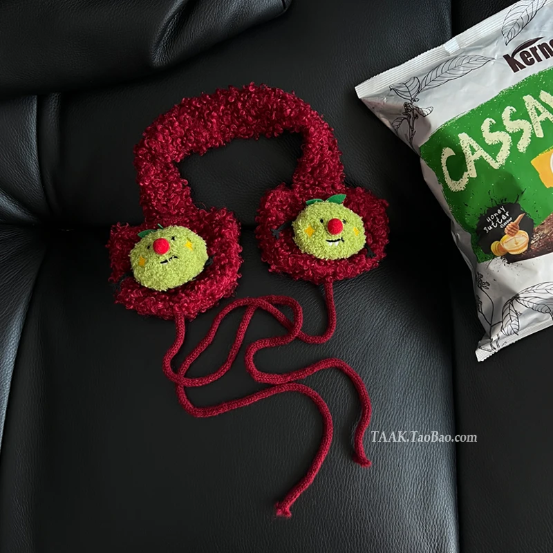 Rode Pluche Apple Oorbeschermers Winter 2025, Nieuwe Leuke Nieuwjaar Accessoires Foto Oor Warme Oorbeschermers Oor Hoofdband