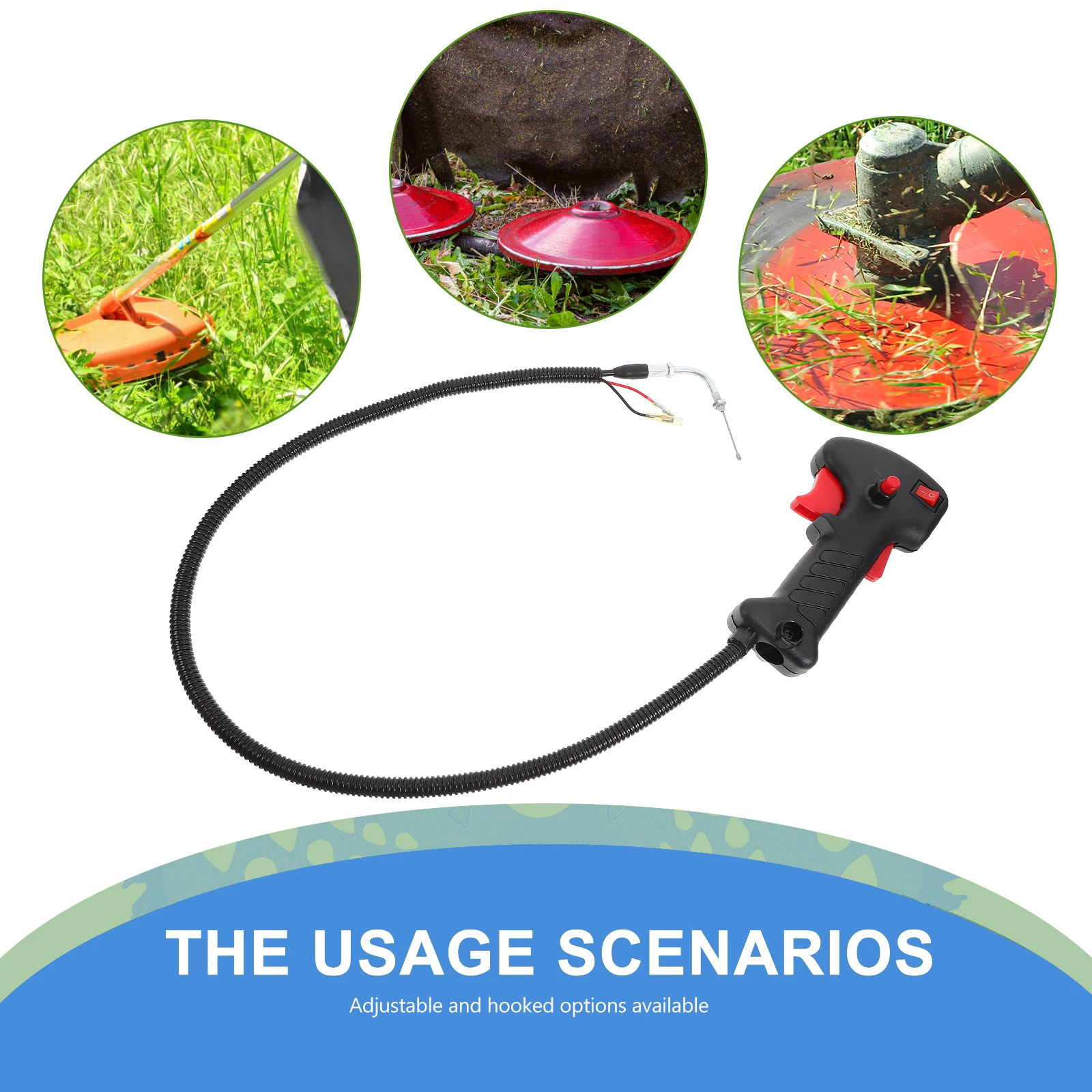 

1pc Ergonomic Grass Trimmer Handle Grip With Throttle Switch Cable For Lawn Care Gardening Tool Replacement Extension Right Hand
