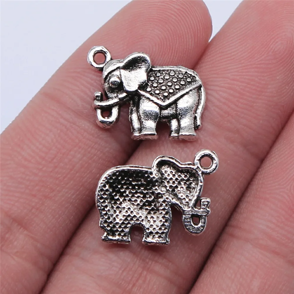 20pcs Elephant Charms For Jewelry Making Elephant Beads Antique Bronze Silver Color Antique Jewelry Making DIY Handmade Craft