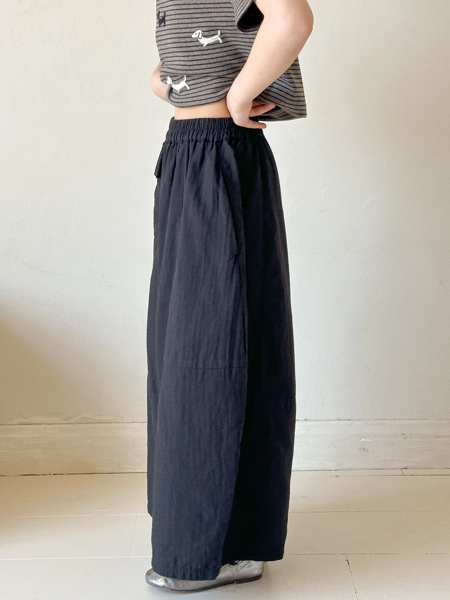 girls-cotton-linen-pants-summer-thin-casual-wide-leg-seven-foot-loose-comfortable-breathable-children's-clothing-kids'-pants