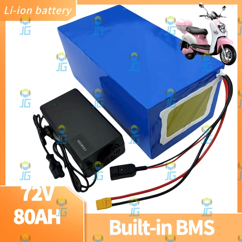 

72V 80Ah Li-ion With Charger Lithium Polymer Battery Perfect For 5000W 9000W Wheelchair Tricycle Motorcycle Electric Scooter