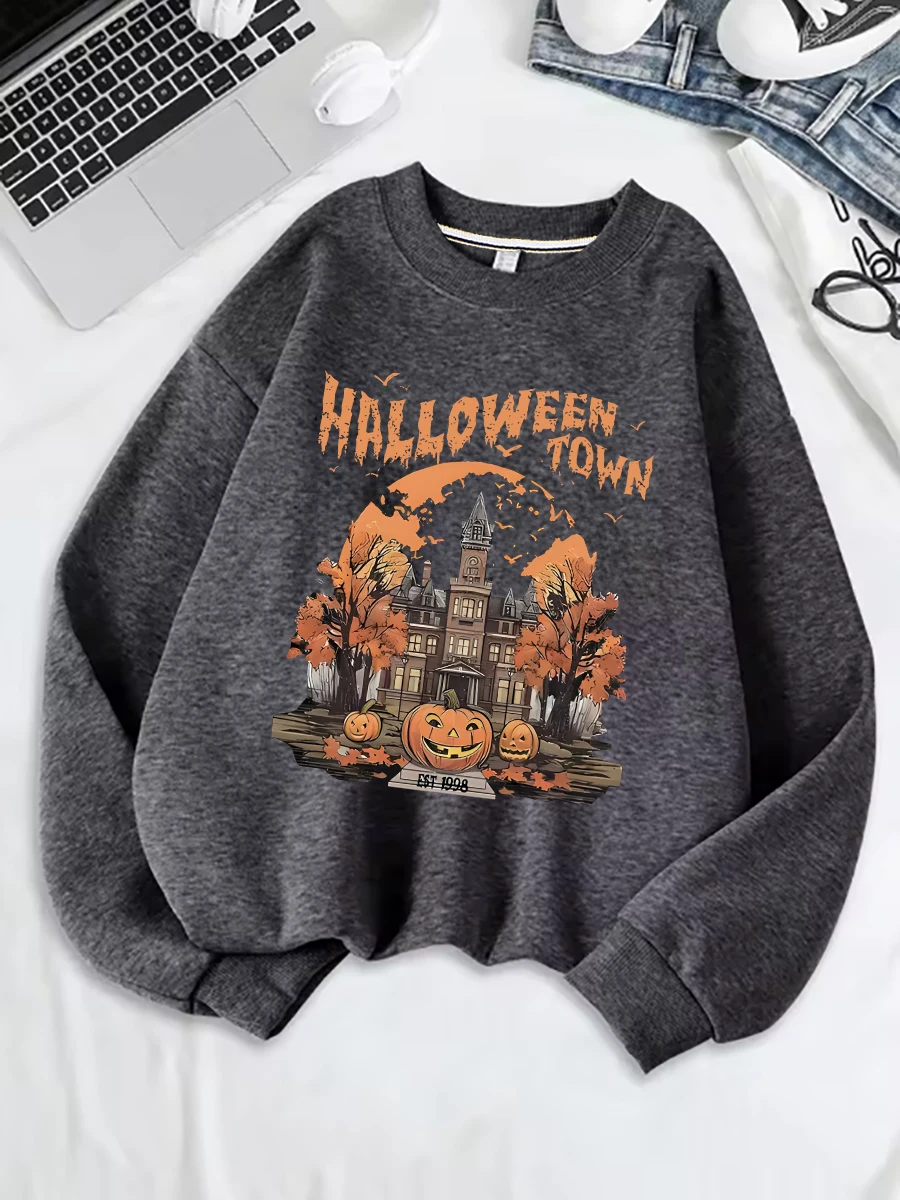 Sweatshirt met ronde hals, lange mouwen, bedrukt, casual, warm, stijlvol, persoonlijkheidspatroon, zwaargewicht (stofgewicht 220–320 g/m2)