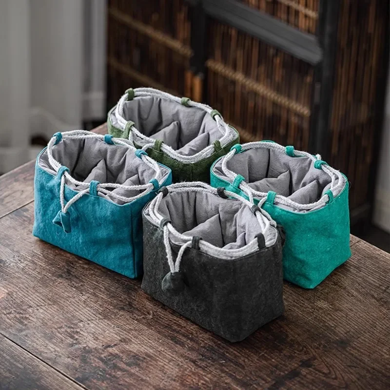 Tea Set Storage Bag Travel Set Thickened Cotton and Linen Teapot Fabric Bag Master Tea Cup Anti Drop Cloth Bag Tea Accessories
