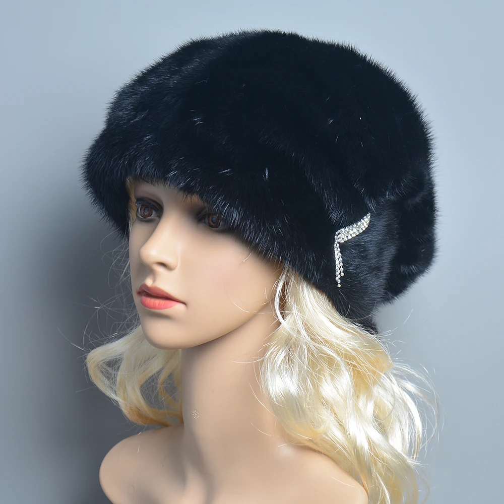 Russian Fur Hat Winter Warm Natural Mink Fur Hats for Women Classic Luxury Caps Earflap Christmas Hat Luxury Lady Real Mink Hat