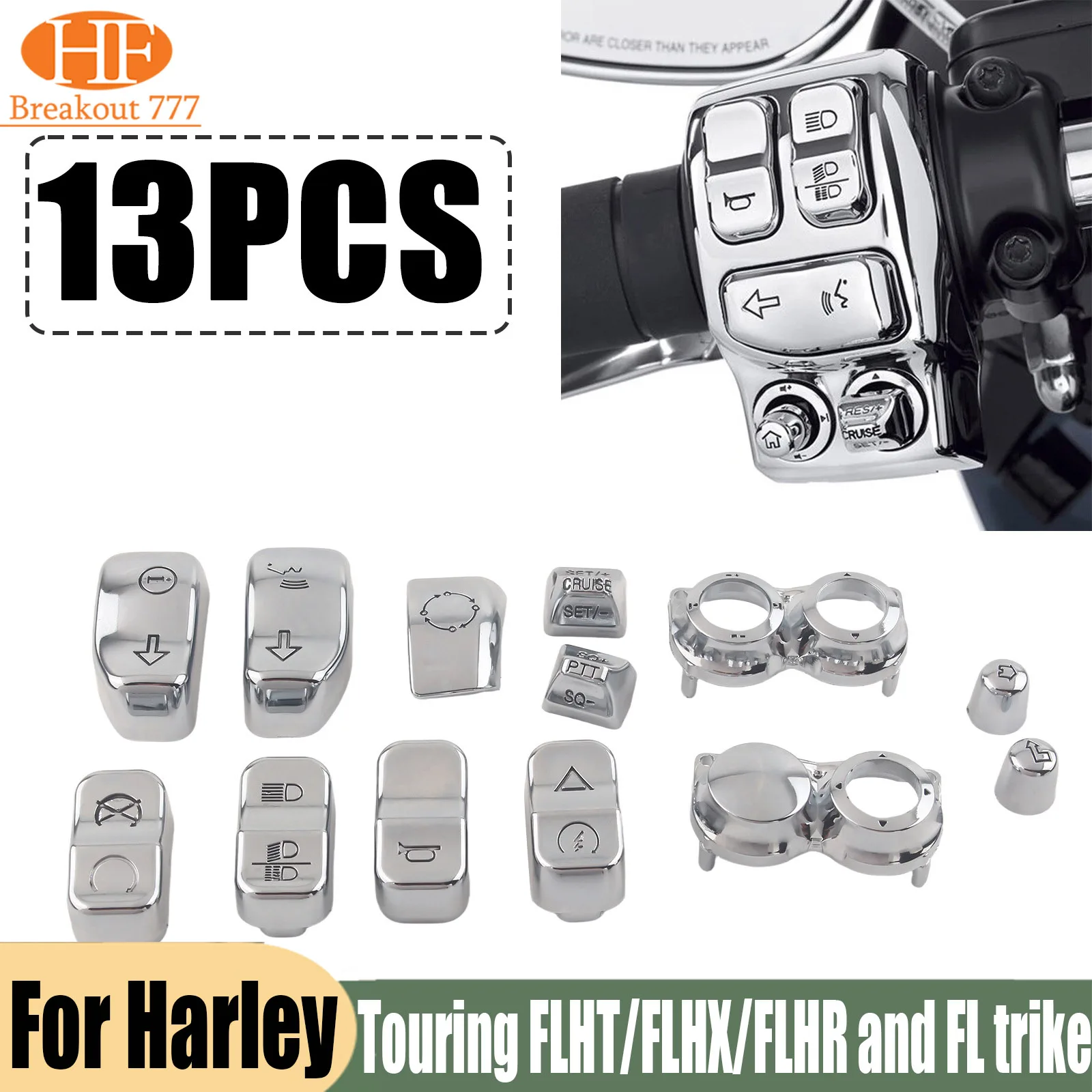 For Harley Touring FLHT/FLHX/FLHR And FL Trike Hand Control Switch Housing Button Cover Cap