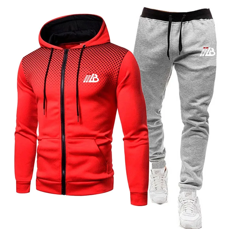 Mens Casual Sport Set Jogger Jogging Tracksuit Zipper Hoodies+Pants 2Pcs Sets Men\'s Sportswear Sport Suit Fashion Men Clothing