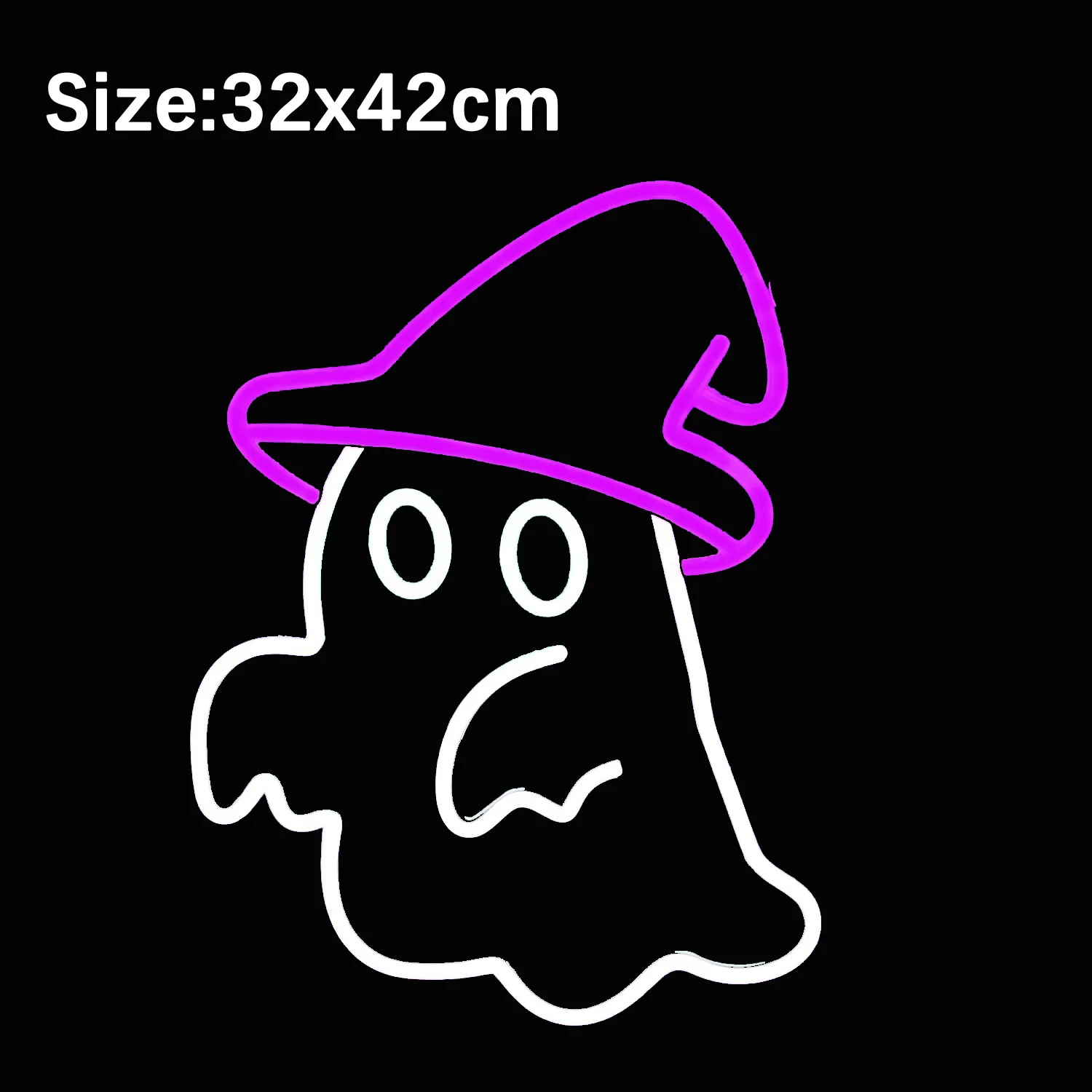 Ghost With Witch Hat Neon Sign LED Lights Halloween Room Decoration Spooky Logo Gothic Lamp Bedroom Bar Party Wall Light Up Sign