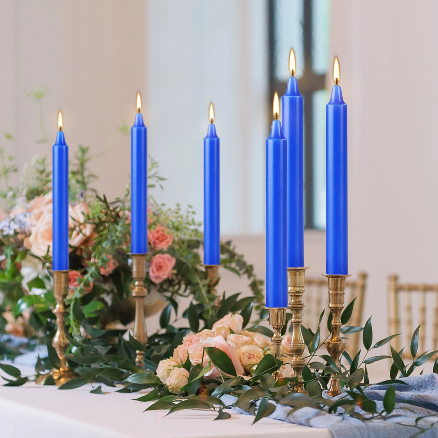 20 Blue 4-Inch Stick Candles, Drip-Free, Smoke-Free, Unscented, Household Dinner Candles, Hand-Poured, High-Quality, Suitable for Churches, Homes,