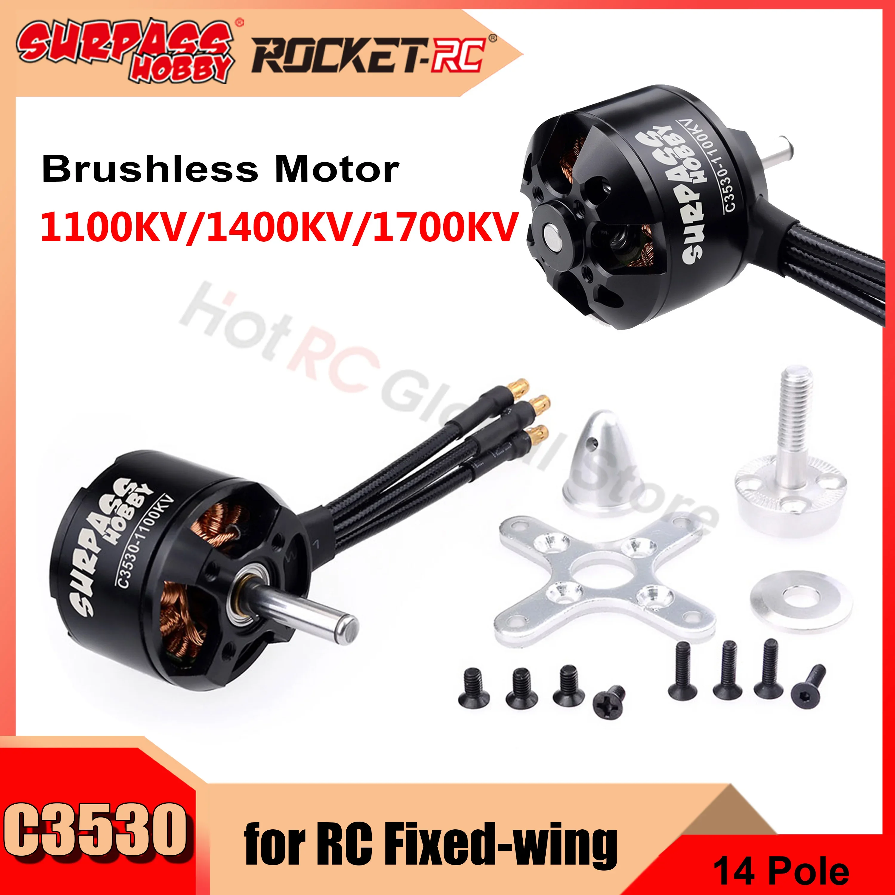 

Surpass Hobby C3530 1110KV 1400KV 1700KV Outer Rotor Brushless Motor for RC Fixed-wing Plane FPV Drone Multicopter Quadcopter