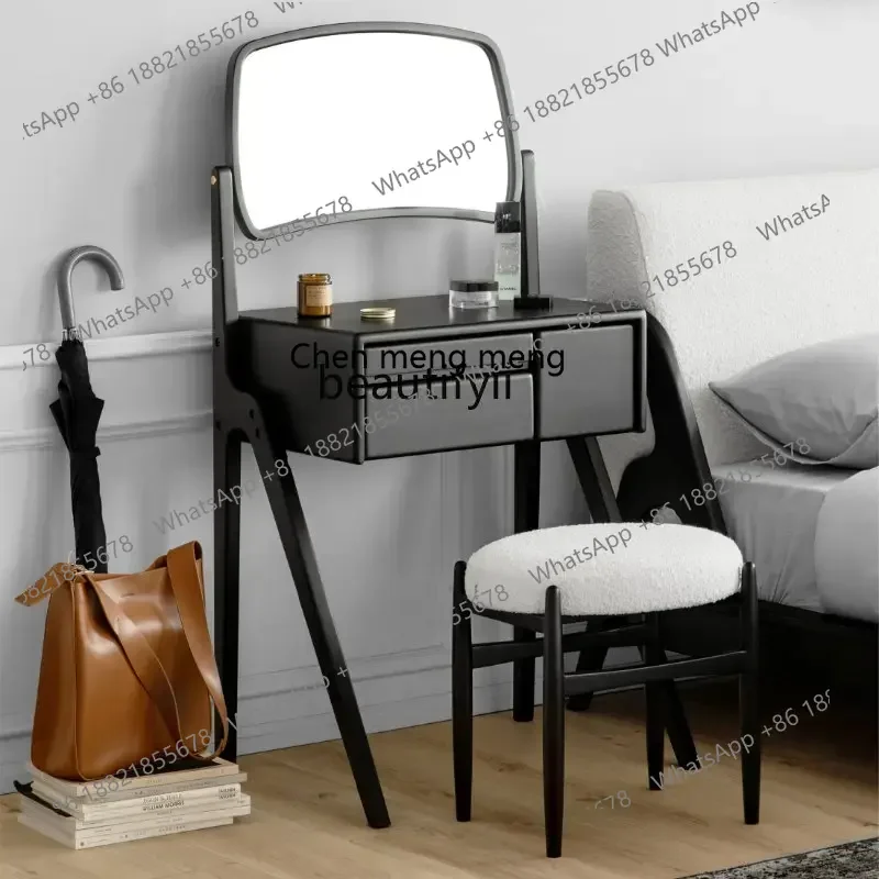 

xzzDresser Cherrywood Solid Wood Nordic Simple Black Bedroom Makeup Table