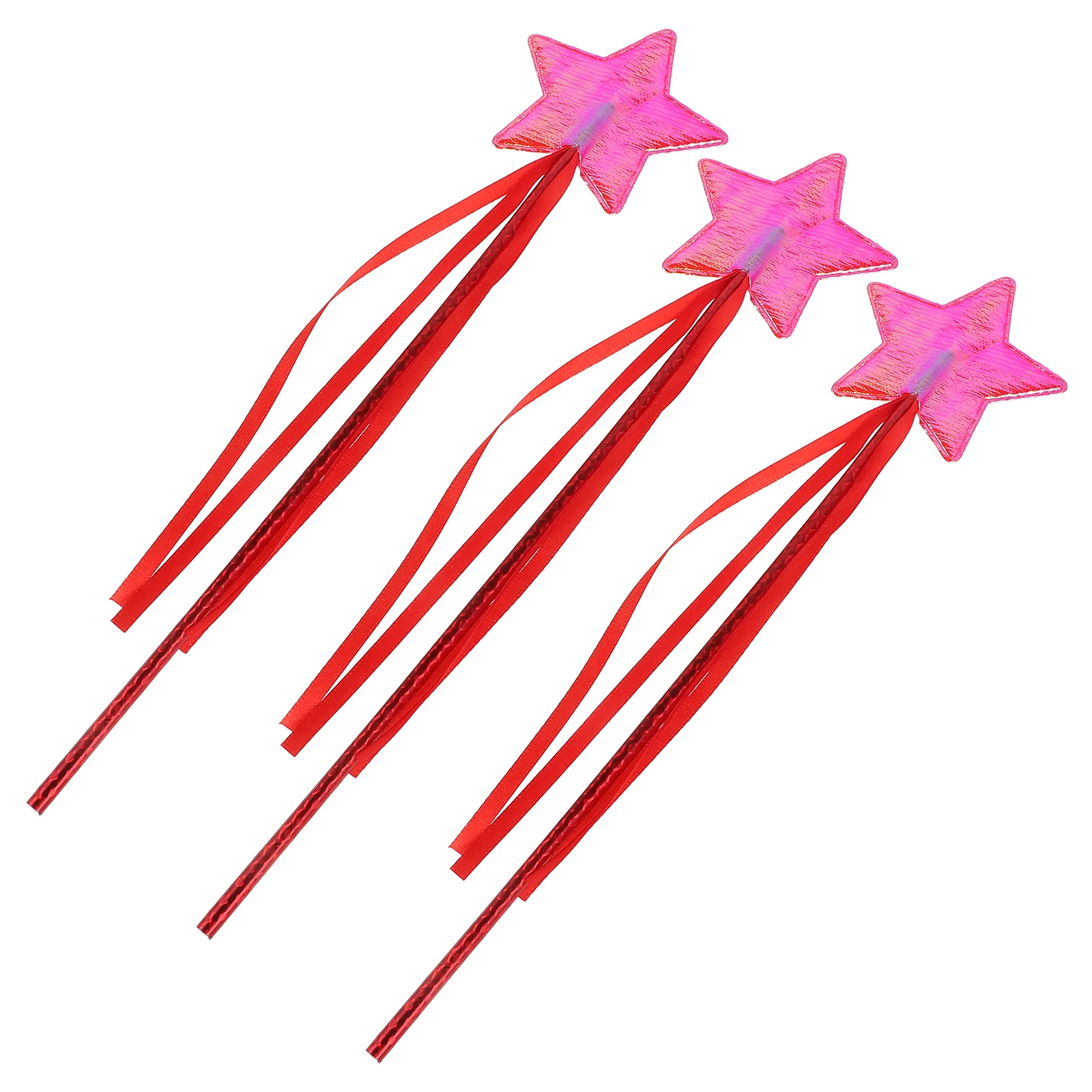 

3pcs Children Stick Five-Pointed Star Party Supplies Kids Wand Girl Magical Fairy Stick for Masquerade Show (Red)