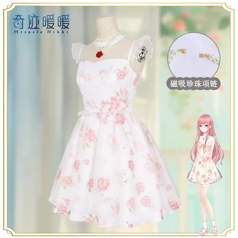 AIAI 2025Anime Miracle Nikki Cosplay Costume Kawaii Floral With Necklace Halloween Party Sexy Dress For Adult children