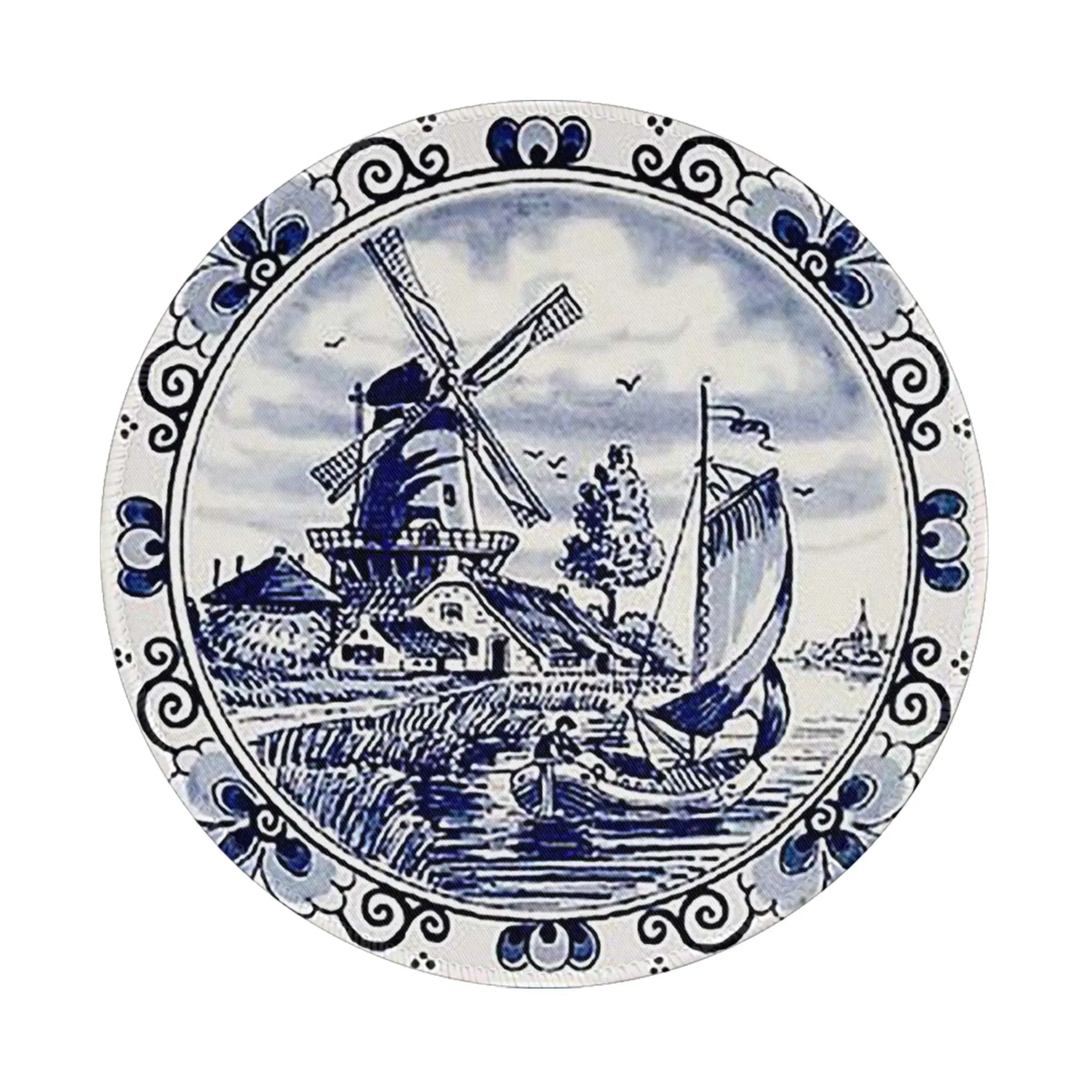 Dutch Blue Delft Windmill Print Mouse Pad Computer Keyboard Mouse Mat Gaming PC Laptop Desk Mat Office Accessories Table Mats
