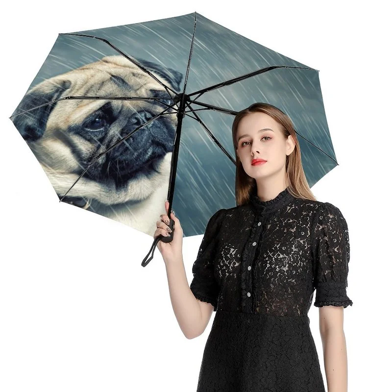 Yorkshire Terrier Dog Print Automatic Umbrella Rain Women Three Folding Portable Umbrella Male Windproof Sun Protection umbrella