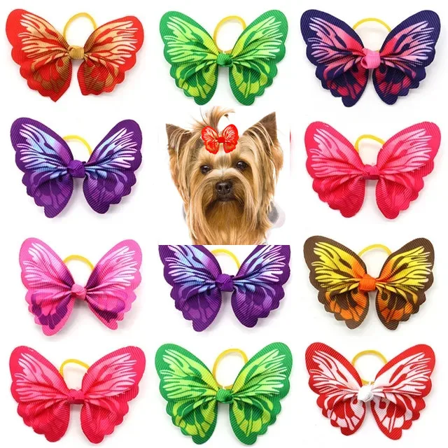 10/20pcs Small Dog Decorated Hair Bows Dog Bows Small Dogs Cat Grooming Accessories Dog Hair Rubber Bands Pet Supplies