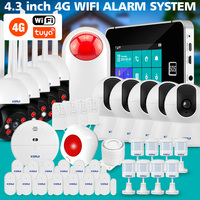 KERUI 4G Anti-theft Alarms 4.3 Inch Touch Screen Home Alarm System WiFi GSM Tuya Smart Life Burglar Alarm Kit 433mhz SensorsG64B