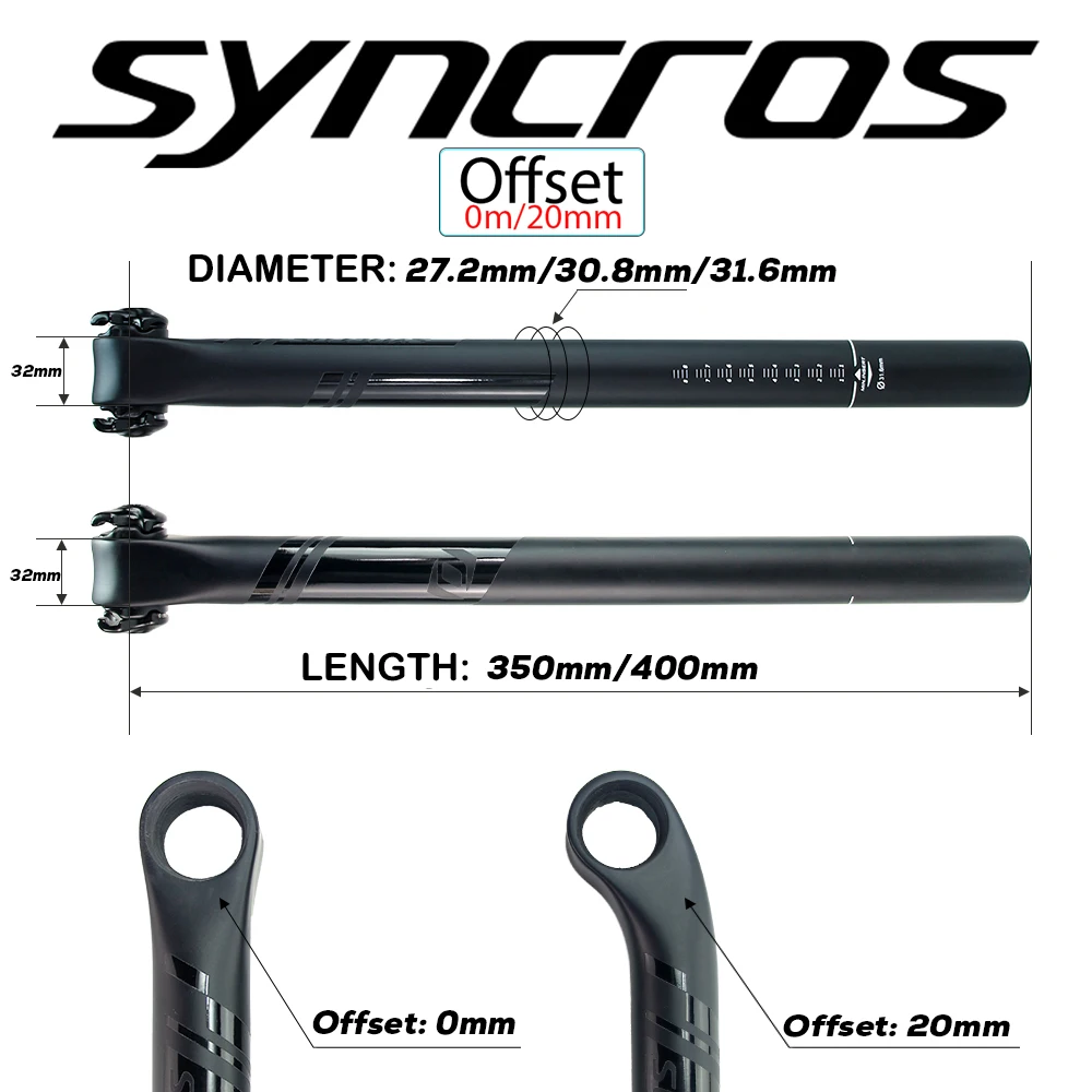 SYNC -0°/20° full carbon bicycle seatpost, guide rails compatible with 7*7, 7*9mm, 27.2/30.8/31.6, 350/400 bicycle accessories