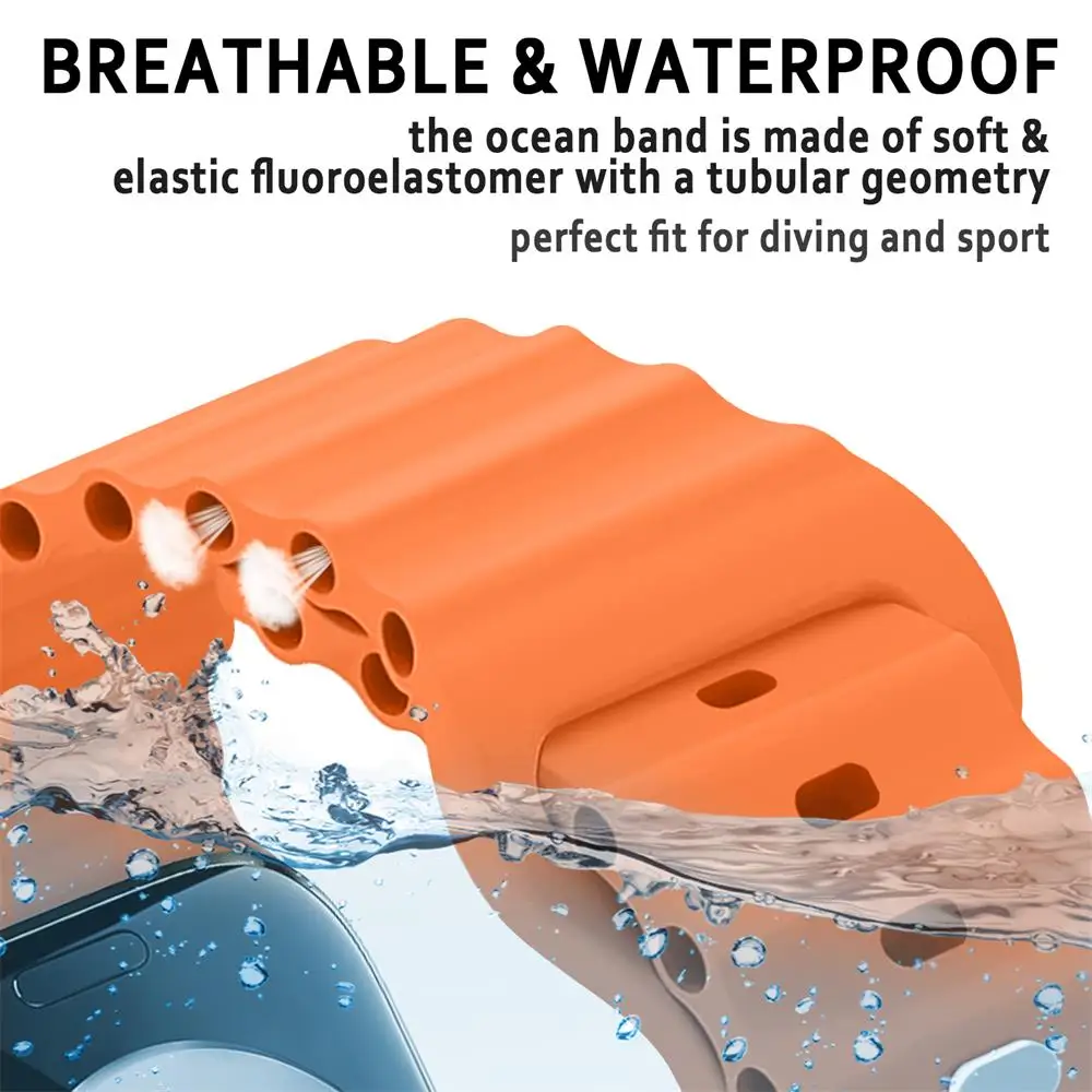 Ocean Band per Apple watch Ultra 49mm 45mm 46mm 42mm 44mm 40mm 41mm Bracciale sportivo in silicone serie correa 10 9 7 8 5 6 SE cinturino