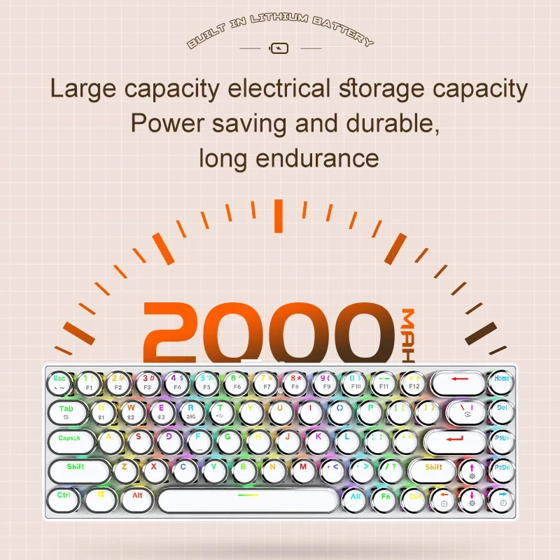 Punk Mechanical Keyboard 2.4G Bluetooth Wireless Type C Wired Tri-Mode RGB Backlit 68Keys Keypad Blue Axis Keyboard Universal