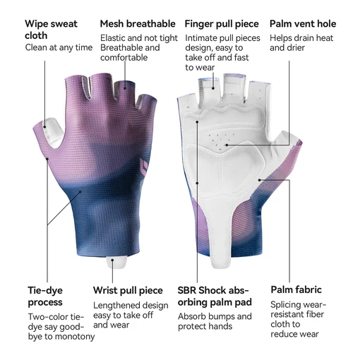 Imagen 2 del producto ROCKBROS guantes de bicicleta para mujer, guantes de ciclismo de medio dedo de verano, acolchados de Gel, transpirables, absorbentes de golpes, guantes cortos para bicicleta para mujer