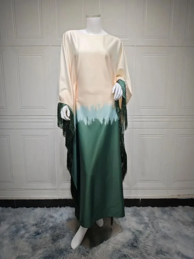 Eid Muslim Dress for Women Jalabiya Party Dresses Tassel Bat Sleeve Abaya Morocco Dubai Vestidos Arab Long Robe Ramadan Kaftan