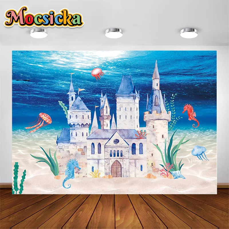 

Mocsicka Bluey Underwater Castle Photography Backgrounds Professional Studio Props Children Portrait Photo Backgrounds Photozone