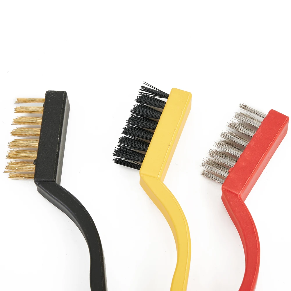 Set of 3 Industrial Steel Wire Toothbrushes for Cleaning Features Nylon Brass & Steel Bristles for Rust Removal