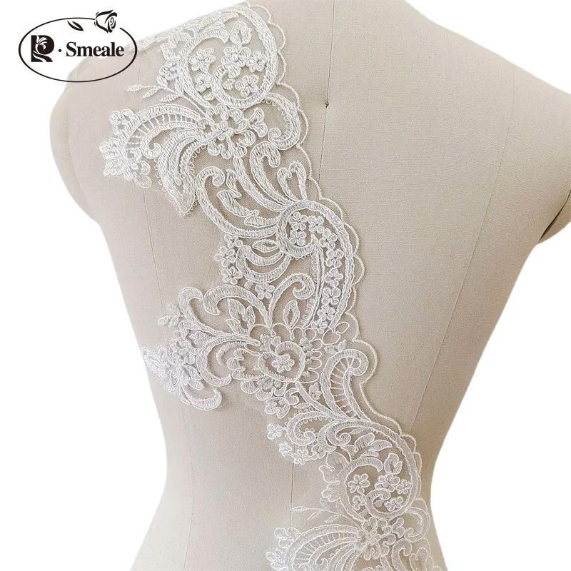 3 Yards/Lot Elfenbeinweiße Rayon-Blumenbordüren-Spitzenborte für Hochzeitsschleier, Vorhang, Kleidung, Tischdecke, DIY-Zubehör RS2506042 – Detail 4