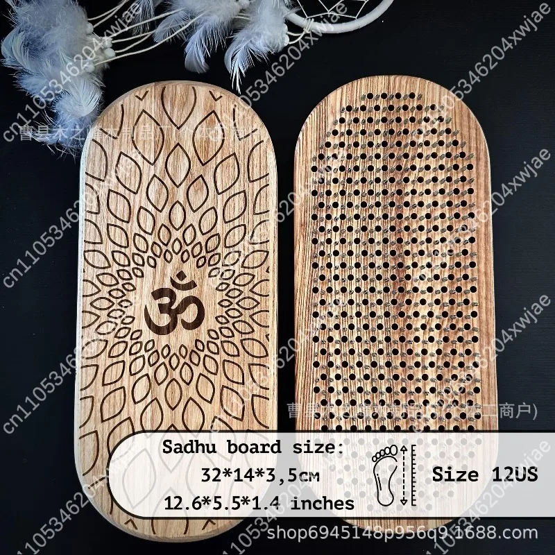 

Natural Wooden Yoga Footstool Meditation Prop with Acupressure Points for Reflexology and Zen Practice