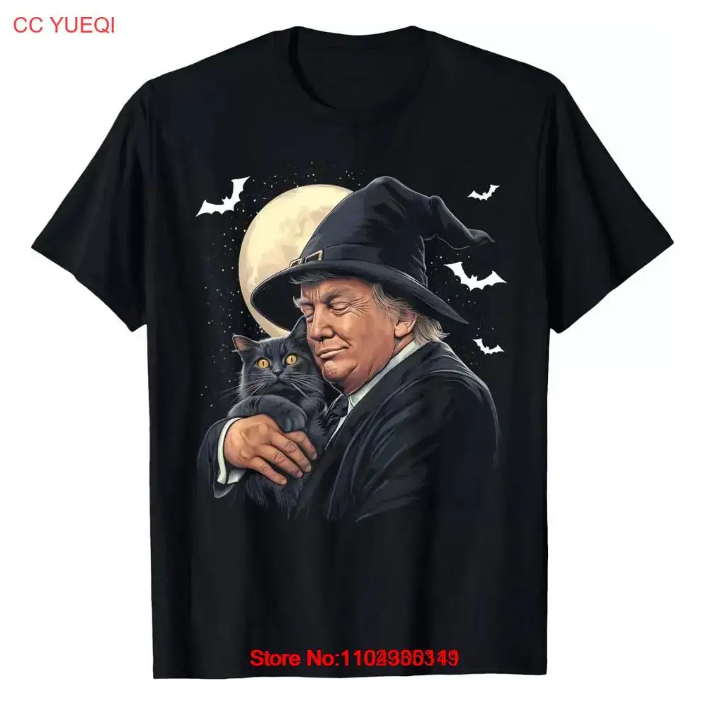 Halloween Trump Holding a Cat Spooky Witch Hat 2024 Election T-Shirt