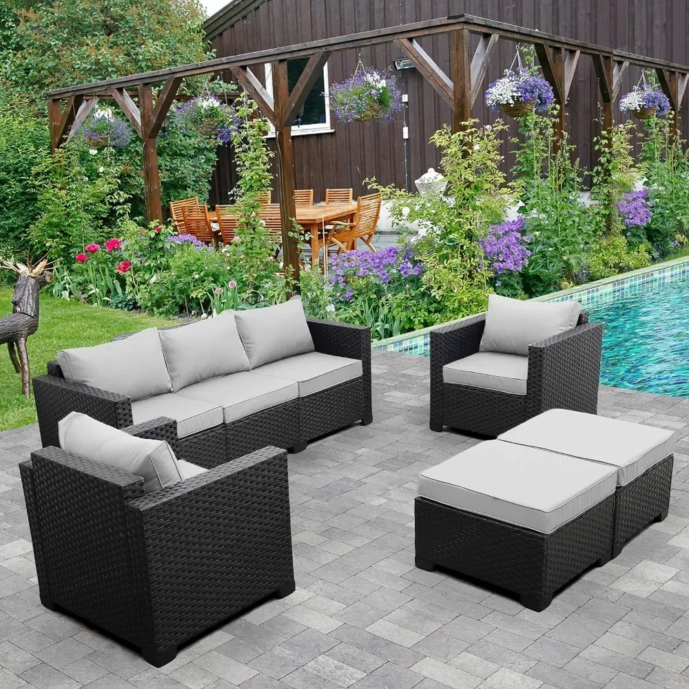 

Outdoor Furniture Set with No-Slip Cushions and Waterproof Covers, 5 Pieces Outdoor Furniture Set