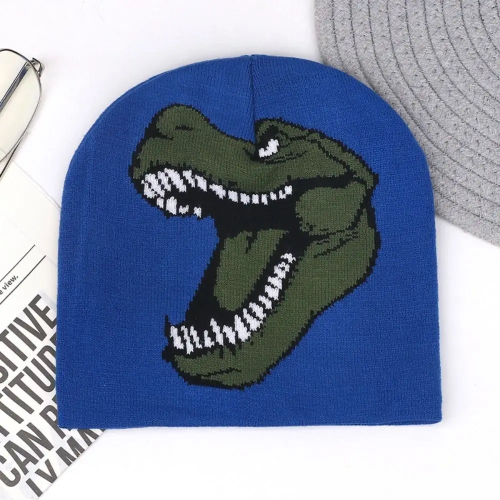 Gifts Knitted Dinosaur Beanie Warm Stretch Fit Knitted Beanie Hat Pullover Dinosaur Pattern Pullover Knit Cap for Adults