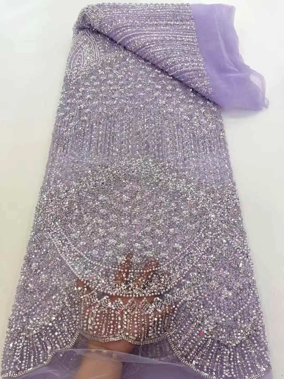 African Lace Fabric 2025 Sequins Beaded Embroidery Groom Nigerian Bridal High Quality French Tulle Lace Fabric For Wedding Party