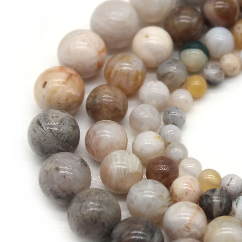 Natural Stone Bamboo Leaf Carnelian Agates Onyx  Round Loose Spacer Beads For Jewelry Making DIY Bracelet Necklace 4/6/8/10/12MM