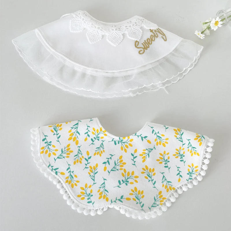 French Sweet Printed Cotton Baby Bib Waterproof Drool Towel 360 Degree Rotatable Baby Clothing Accessory