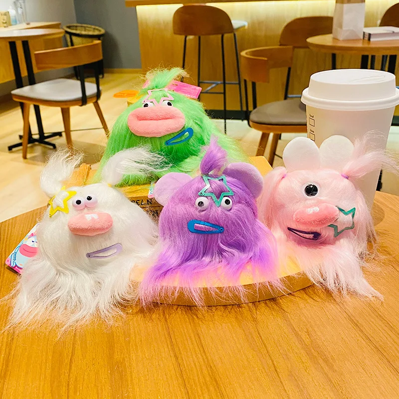 New Cartoon Kawaii Long Hair Monster Plush Toy Keychain Pendant Fun Cute Can Do Hairstyle Little Monster Backpack Pendant