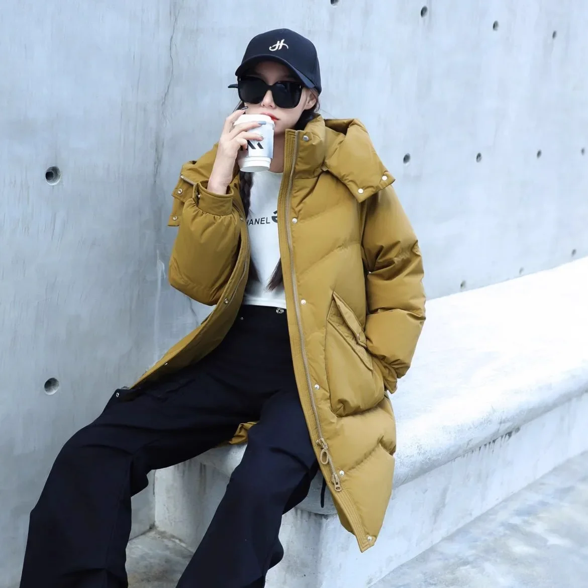 Doudoune à capuche pour femme, mode européenne d'hiver, manteau en duvet de canard blanc 90