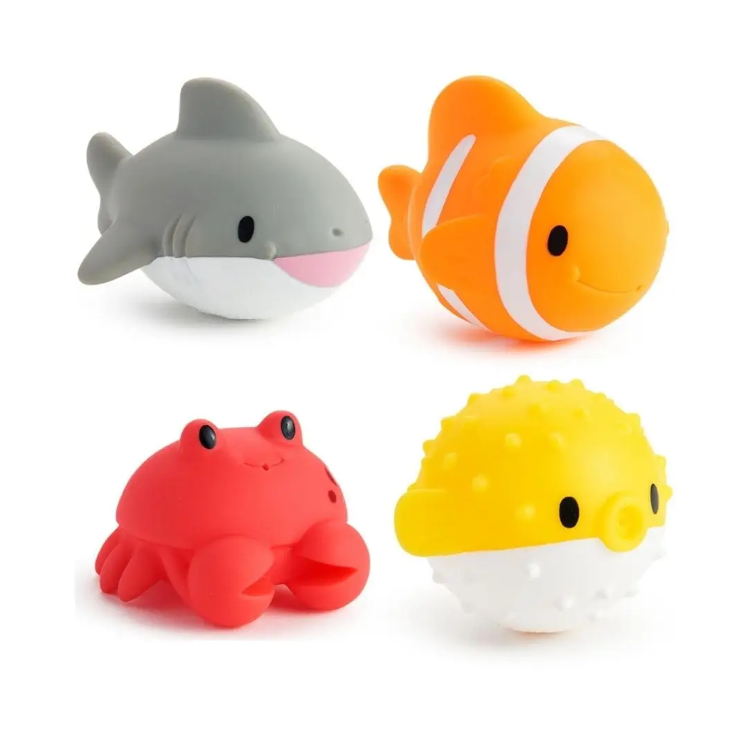 Conjunto de brinquedos para banho de oceano, conjunto de brinquedos para crianças pequenas, animais marinhos variados coloridos, flores, banheira flutuante, brinquedos para chá de bebê