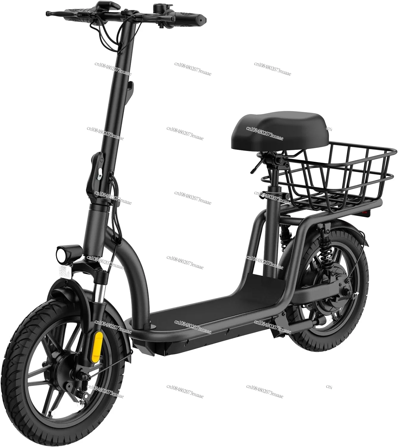 Folding Electric Scooter with Seat, Adult Commuter, Transport Basket, 14\