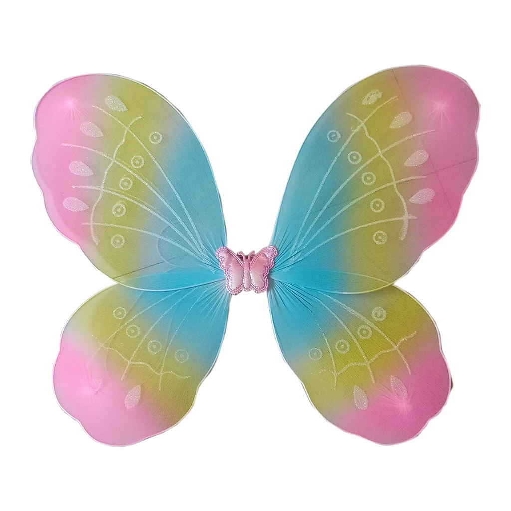 Girls Fairy Butterfly Wing Rainbow Children Birthday Party Fancy Dress Up