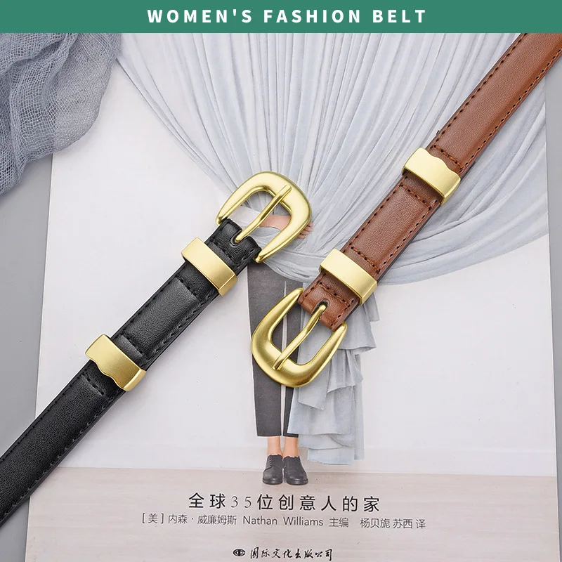 Ceinture en cuir de vachette véritable pour femme, ceinture polyvalente, décoration de mode, ceinture en jean simple, nouveau, 2023