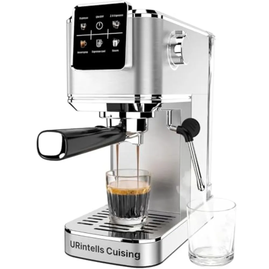 Máquina de Café Expresso 20 Bar com Tela Sensível ao Toque e Vaporizador de Leite, Máquina de Café em Aço Inoxidável para Cappuccino e Latte