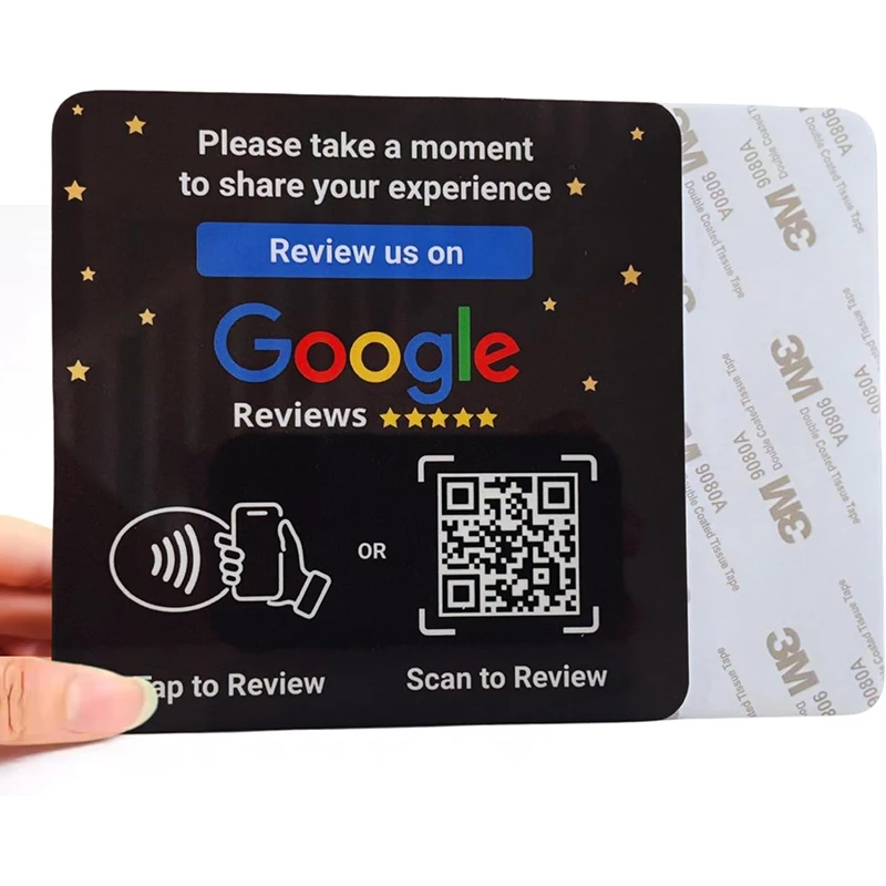 Google Review QR Code Sign Social Media NFC Acrylic Plate With Adhesive Boost Customer Feedback