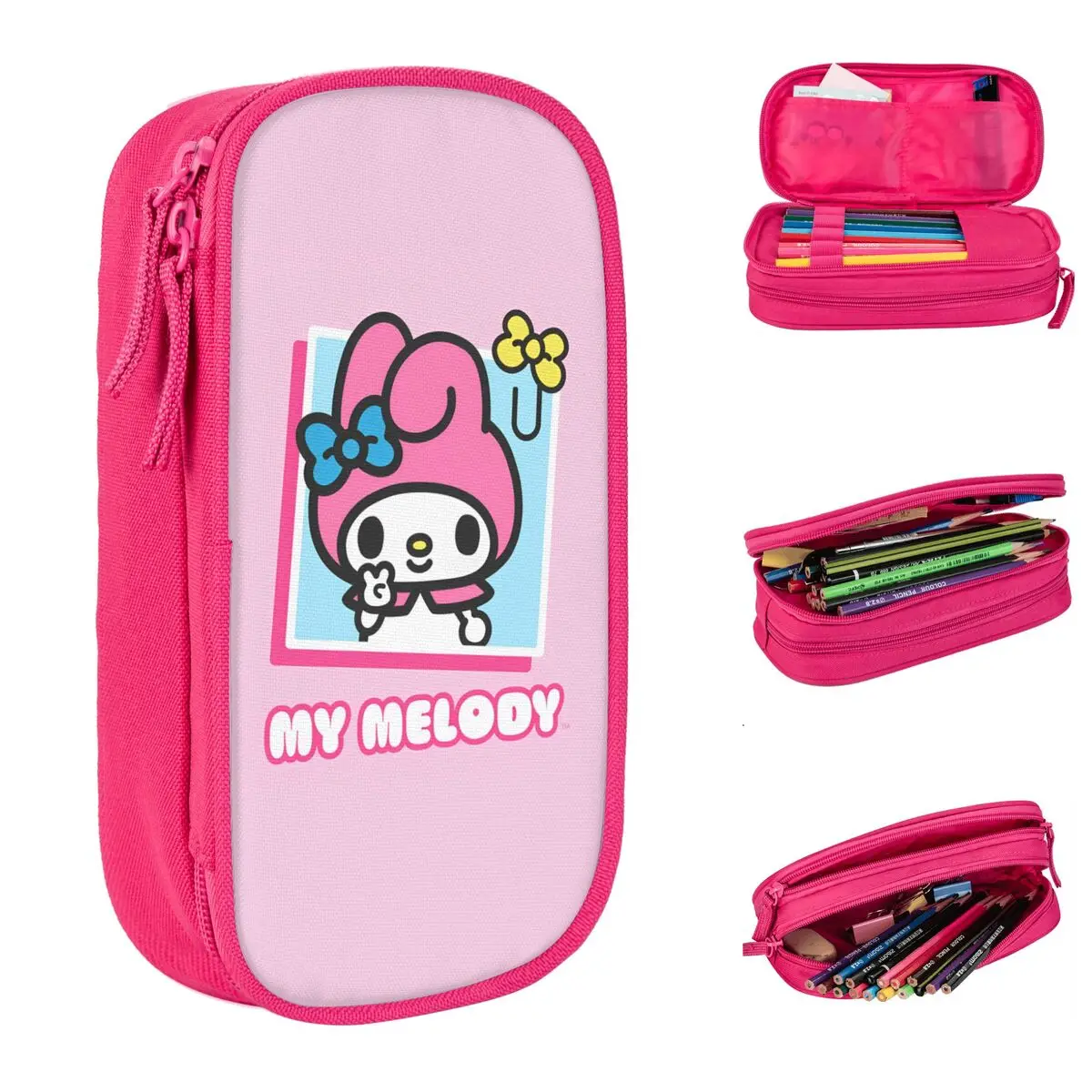 Cute Sanrio My Melody Pencil Cases Pencil Box Pen Box for Student Large Storage Bag Office Gifts Stationery