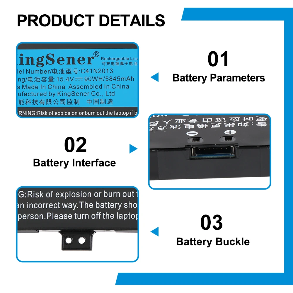 KingSener C41N2013 C41N2013-1 90W Laptop-Akku für ASUS ROG Strix G513 G513IM G713 G713IM G713QM Rog G533 G533QM G533QR G733ZM – Detail 5