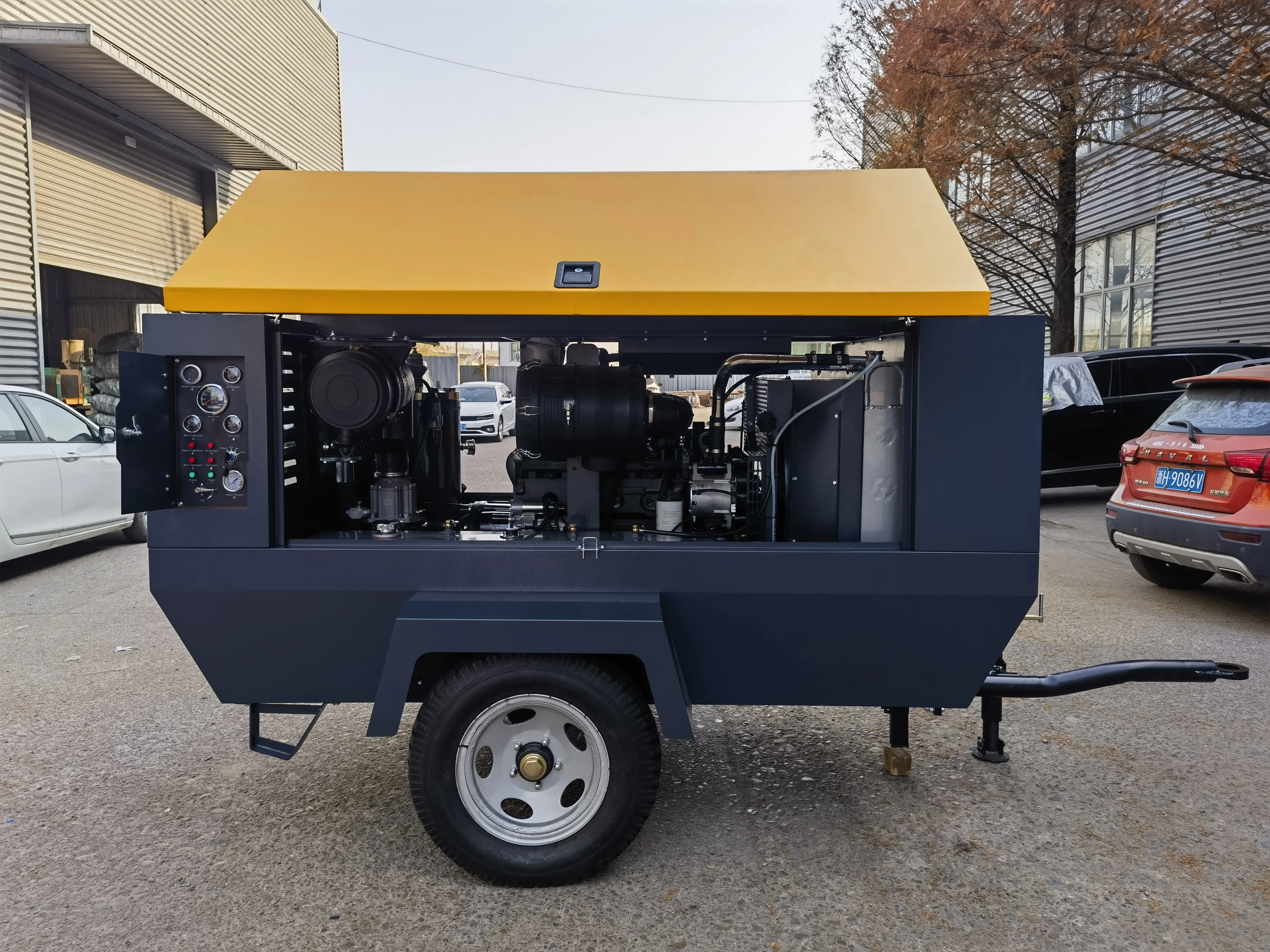 280-10 8m³/min 10 Bar 93KW Single Stage 5 Wheel Diesel Screw Air Compressor Portable